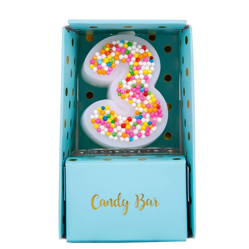 iLikePar Sweety Colorful Candy Number Cake Topper Candle for Brithday Party Baby Shower and Wedding Party Supplies Favor (Three) - Image 1